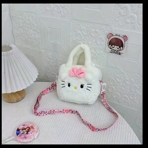 Hello Kitty White and Pink Plush Handbag